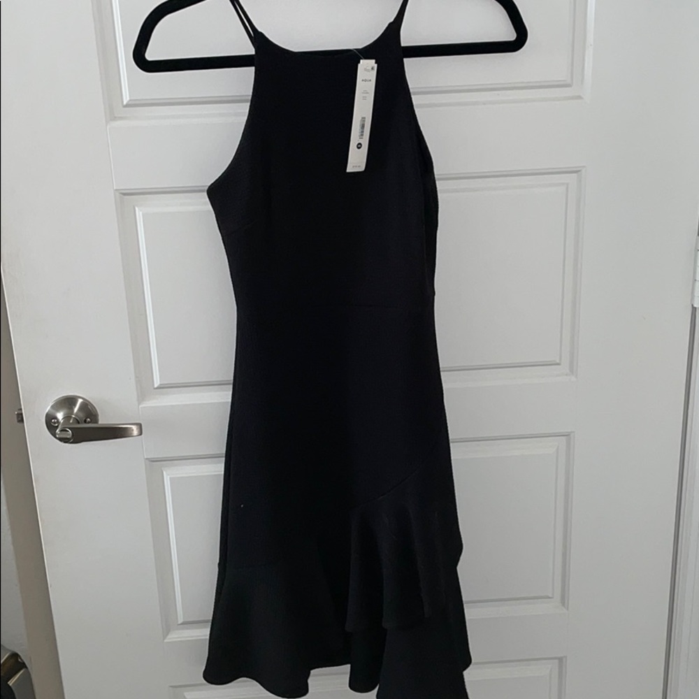 NWT black fancy dress with ruffle detail